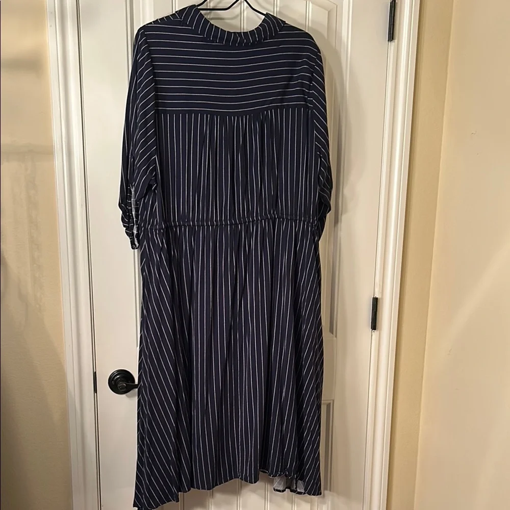 Torrid Navy and White pin stripe dress 3 - Picture 2 of 5